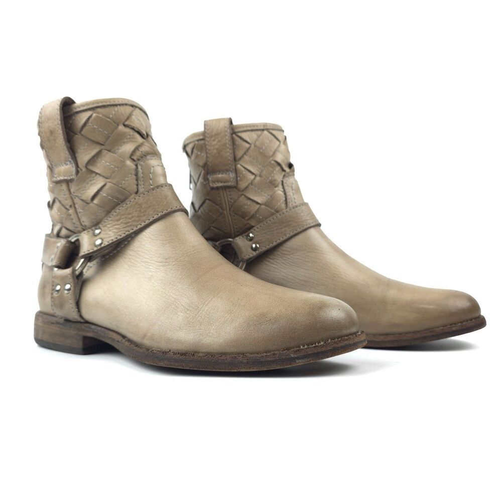 FRYE Philip Harness Ankle Boots Leather Boho Grunge Moto Biker Western Cowgirl